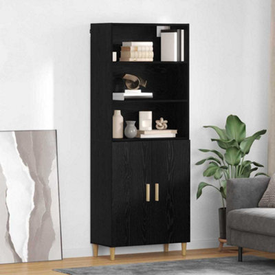 Walplus Highboard 2 Pcs Black Oak 69.5 X 34 X 180 Cm Engineered Wood - image 1