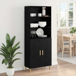 Walplus Highboard 2 Pcs Black Oak 69.5 X 34 X 180 Cm Engineered Wood - thumbnail 4