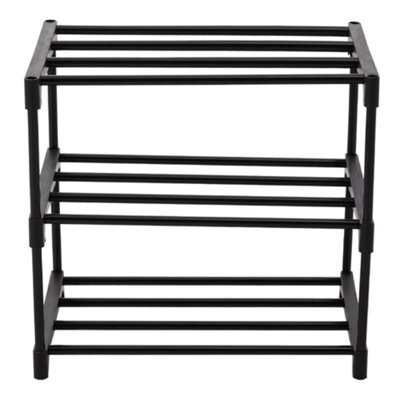 Breeins Black Detachable Steel Tube Shoe Rack For 9 Pairs Shoes At The Entrance