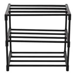 Breeins Black Detachable Steel Tube Shoe Rack For 9 Pairs Shoes At The Entrance