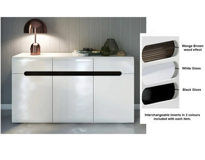 Impact Furniture Sideboard Cabinet Dresser Storage Unit With Doors Drawers White High Gloss Azteca - image 1