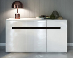 Impact Furniture Sideboard Cabinet Dresser Storage Unit With Doors Drawers White High Gloss Azteca - thumbnail 9
