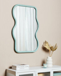 Beliani Wall Mirror Ronnet 60 Cm 90 Cm Paulownia Wood Light Blue - thumbnail 2