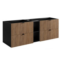 Heze Furniture Loft Modern Style Ribbed Door 140Cm Bathroom Cabinet Vanity Unit With Worktop - Gold Craft Oak - thumbnail 2