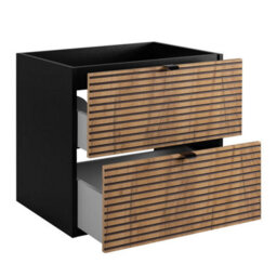 Heze Furniture Loft Modern Style Ribbed Door 140Cm Bathroom Cabinet Vanity Unit With Worktop - Gold Craft Oak - thumbnail 3