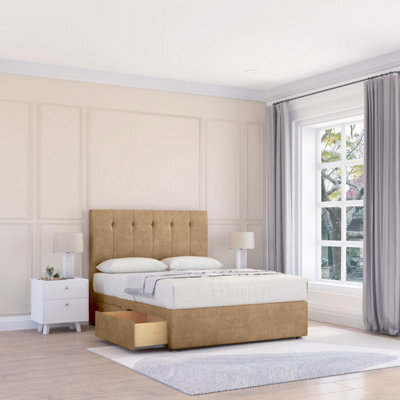 "Sloomy 6Ft Highbury Divan Bed Base Latte Dumfries ,no Drawers & 26"" Struts Headboard - Super King" - image 1
