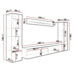 Vera Ii Modern Wotan Living Room Wall Unit Storage System With White Gloss Fronts And Led Lights - thumbnail 4
