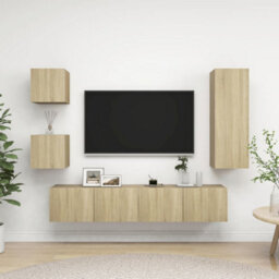 Berkfield 5 Piece Tv Cabinet Sets Sonoma Oak Engineered Wood - thumbnail 1