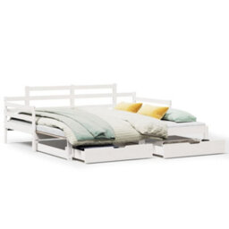 Berkfield Daybed With Trundle And Drawers Without Mattress White 80X200 Cm - thumbnail 2