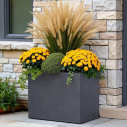 Idealist™ 50Cm Trough Garden Planter, Slate Grey Reinforced Stone Rectangular Planter, Outdoor Plant Pot H40 L50 W20 Cm, 40L - thumbnail 3