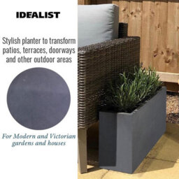 Idealist™ 50Cm Trough Garden Planter, Slate Grey Reinforced Stone Rectangular Planter, Outdoor Plant Pot H40 L50 W20 Cm, 40L - thumbnail 4