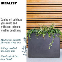 Idealist™ 50Cm Trough Garden Planter, Slate Grey Reinforced Stone Rectangular Planter, Outdoor Plant Pot H40 L50 W20 Cm, 40L - thumbnail 6