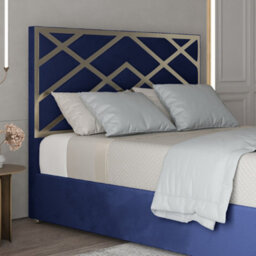 Mayfair Upholstered Soft Velvet Metal Blue Bed Frame - thumbnail 2