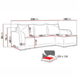 Modern Arizona Fabric Corner Sofa Bed Turquoise And Light Grey Upholstery With Storage And Reversible Left Or Right - thumbnail 5