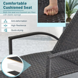 Costway Patio Wicker Recliner Outdoor Adjustable Rattan Lounge Chair W/ Ottoman - thumbnail 8