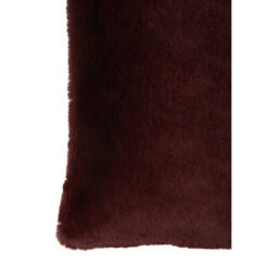 Orsina Red Wine Square Faux Fur Cushion, Soft Feather Filled Cushion For Sofa And Bed, Luxurious Plush Cushion - thumbnail 8