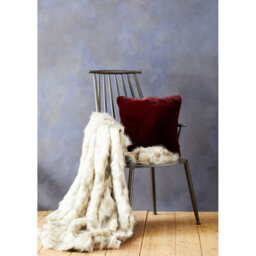 Orsina Red Wine Square Faux Fur Cushion, Soft Feather Filled Cushion For Sofa And Bed, Luxurious Plush Cushion - thumbnail 5