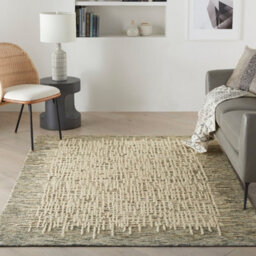 Cream  Abstract Geometrical Handmade Modern Wool Rug For Living Room, Bedroom - 236Cm X 297Cm - thumbnail 3