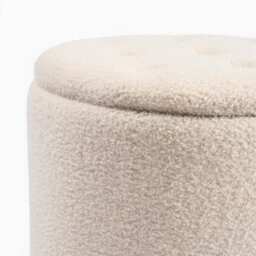 OHS Stool Storage Ottoman Boucle Fleece Vanity Seat Soft Foot Rest Pouffe Home Chair - thumbnail 9