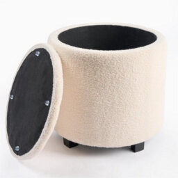OHS Stool Storage Ottoman Boucle Fleece Vanity Seat Soft Foot Rest Pouffe Home Chair - thumbnail 7