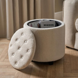 OHS Stool Storage Ottoman Boucle Fleece Vanity Seat Soft Foot Rest Pouffe Home Chair - thumbnail 4