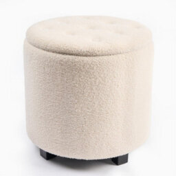 OHS Stool Storage Ottoman Boucle Fleece Vanity Seat Soft Foot Rest Pouffe Home Chair - thumbnail 6