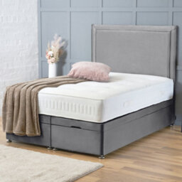 Bsspoke Ottoman Divan Bed In Grey Plush With 10Inch Orthopaedic Mattress & 54Inch Headboard End Lift Up Storage In 4Ft 5Ft 6Ft - thumbnail 1