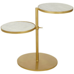 Orsina Unique 2 Shelves Side Table, Ampla Storage Bedside Table, Adjustable Brass Finish Lounge Table For Decor - thumbnail 2