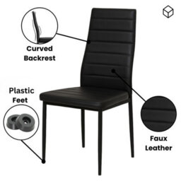 Kosy Koala Modern Dining Table With 6 Black Faux Leather Padded Chairs Kitchen Furniture - thumbnail 3