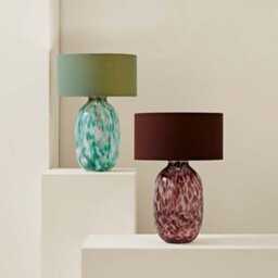 Valuelights Belinda Burgundy Confetti Glass Table Lamp With Drum Shade - thumbnail 6