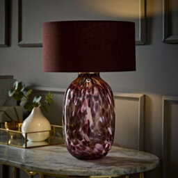 Valuelights Belinda Burgundy Confetti Glass Table Lamp With Drum Shade - thumbnail 1