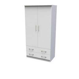 Hampshire Wide 2 Drawer Double Wardrobe In White Matt (Ready Assembled) - thumbnail 3