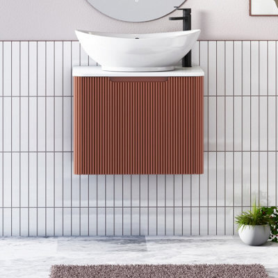 Royal Bathrooms Avenza 600mm Terracotta Clay Wall Hung Bathroom Countertop Vanity Unit 1 Drawer With Amaze Basin - image 1