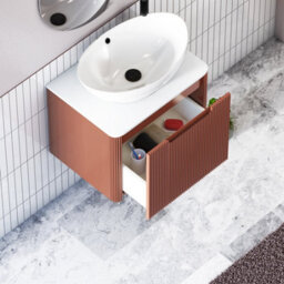 Royal Bathrooms Avenza 600mm Terracotta Clay Wall Hung Bathroom Countertop Vanity Unit 1 Drawer With Amaze Basin - thumbnail 5
