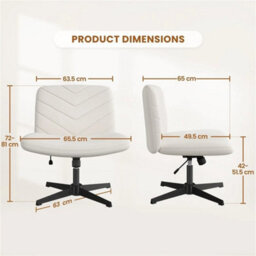 Beige Swivel Accent Chair Ergonomic Home Office Desk Chair - thumbnail 2