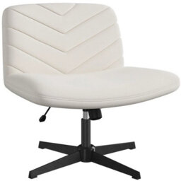 Beige Swivel Accent Chair Ergonomic Home Office Desk Chair - thumbnail 1