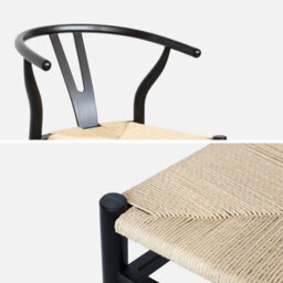 Sweeek - Set Of Two Vintage Black Rubberwood Chairs With Rope Seat And Rounded Backrest - thumbnail 4