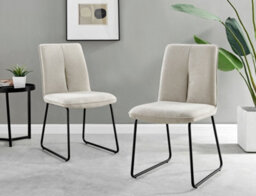 Furniturebox Set Of 2 Halle Chic Taupe Deep Padded Soft And Durable Stitched Fabric Black Powder Coated Metal Leg Dining Chairs - thumbnail 3