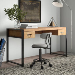 Kingwood Industrial Vintage Up-Cycled Style Solid Wood & Metal 2 Drawers Computer Table - thumbnail 5