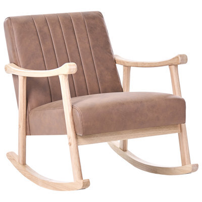Beliani Rocking Chair Leknes Faux Leather Brown - image 1