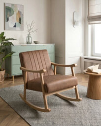 Beliani Rocking Chair Leknes Faux Leather Brown - thumbnail 2