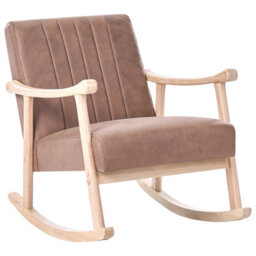 Beliani Rocking Chair Leknes Faux Leather Brown