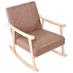 Beliani Rocking Chair Leknes Faux Leather Brown - thumbnail 6