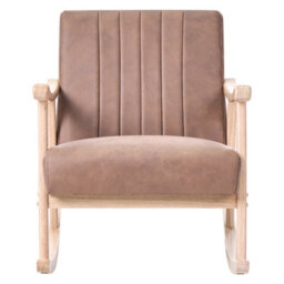 Beliani Rocking Chair Leknes Faux Leather Brown - thumbnail 4