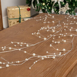 Melody Maison Set Of 2 Silver Wire & Pearl Christmas Garland Decorations - 117Cm - thumbnail 1