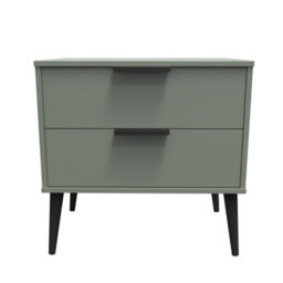 Fuji 2 Drawer Midi Bedside Cabinet In Reed Green (Ready Assembled) - thumbnail 1
