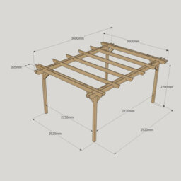 Rutland County Garden Furniture Double Garden Pergola - Wood - L360 X W360 X H270 Cm - Light Green - thumbnail 5