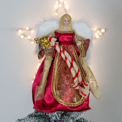 The Christmas Workshop 82000 Angel Tree Topper With Red & Gold Dress - image 1