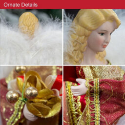 The Christmas Workshop 82000 Angel Tree Topper With Red & Gold Dress - thumbnail 3