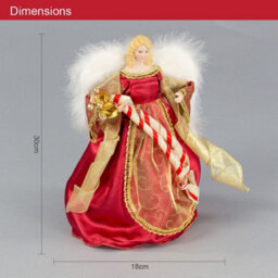The Christmas Workshop 82000 Angel Tree Topper With Red & Gold Dress - thumbnail 2
